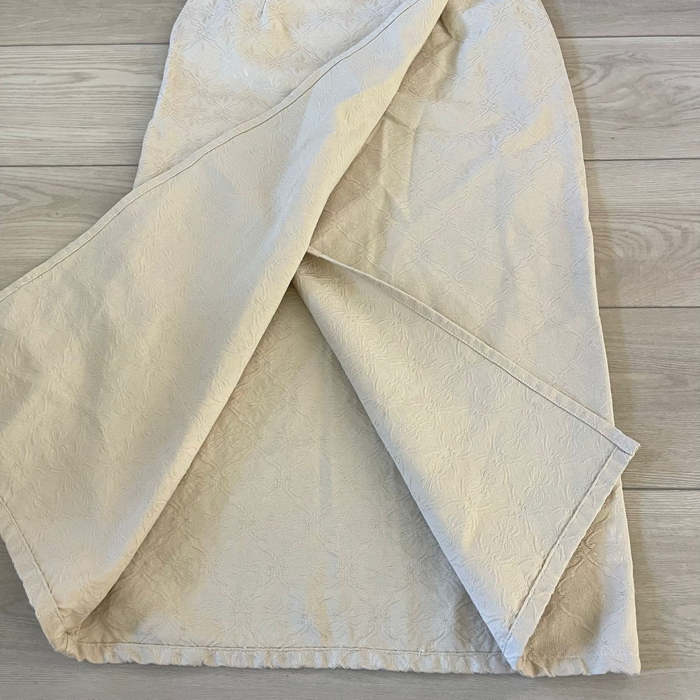 VTG Vivaldi Jeanswear Cream Floral Jacquard Cotton Blend Midi Wrap Skirt Size 10 - Picture 5 of 8